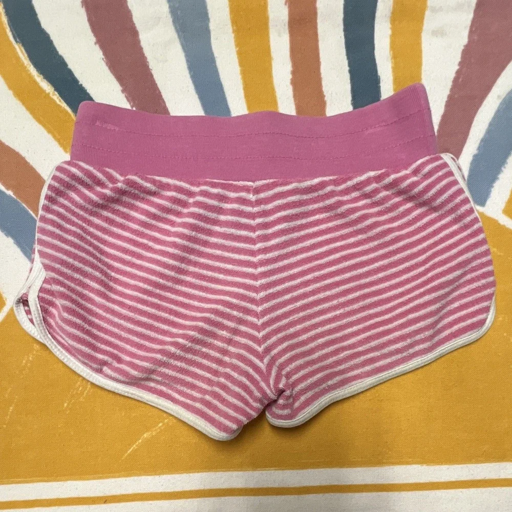 Ralph Lauren Girls Size5 Pink/White Striped Knit Shorts Drawstring Elastic k36.1